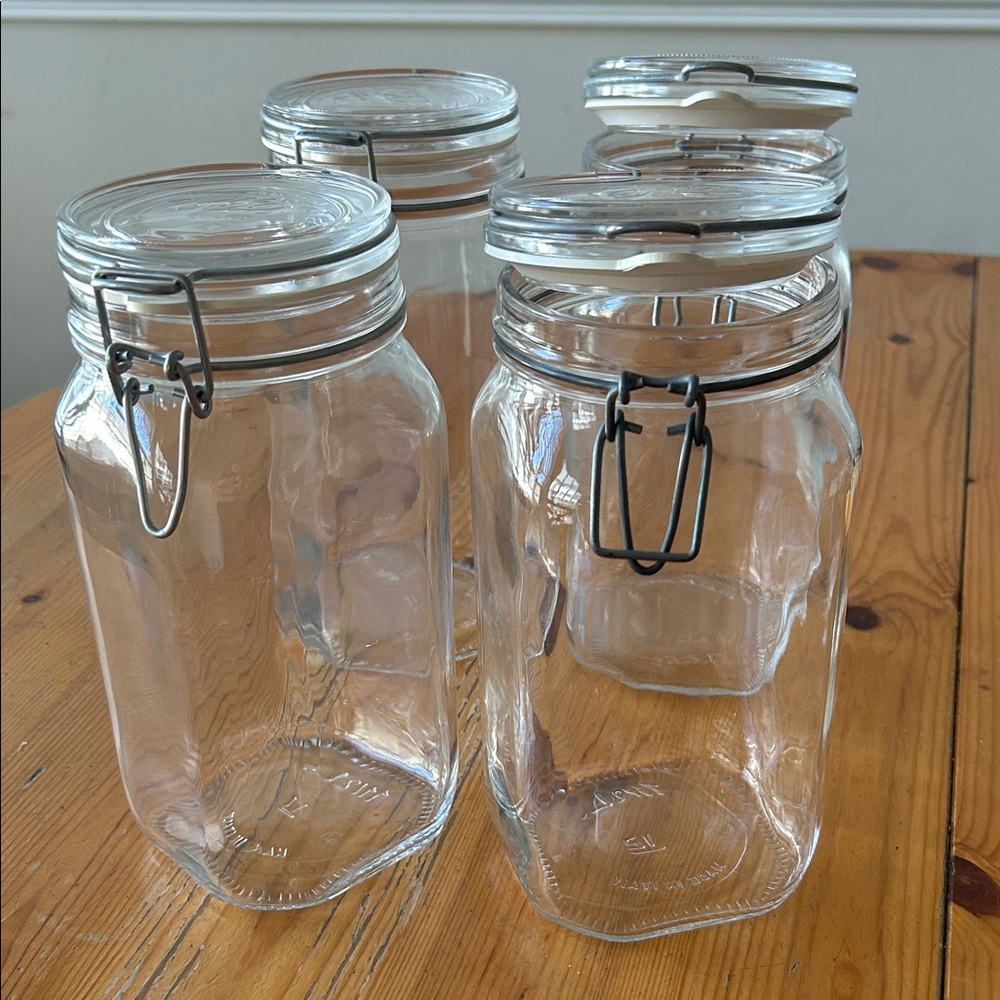 6 Air tight Made in Italy Bormioli Rocco Fido jars bulk storage 1 1/2 Liter size
